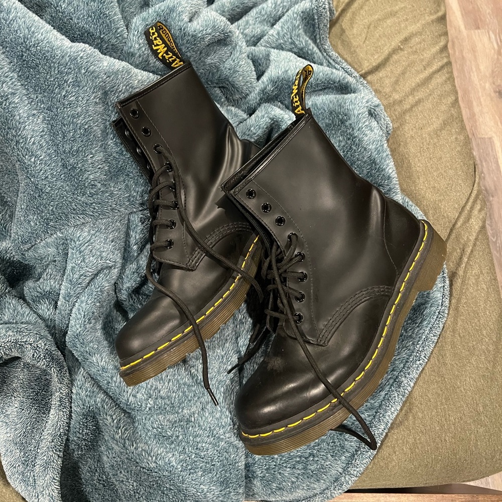 Dr. Martens Black Boots with Yellow Accents